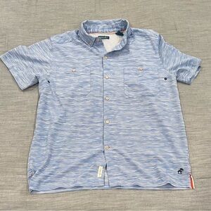 Caribbean Joe Blue Casual Short Sleeve Lightweight Button Down Shirt